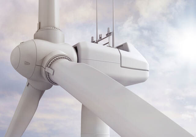 Close up of a wind turbine