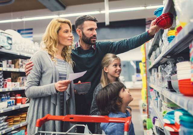 Family in supermarket.