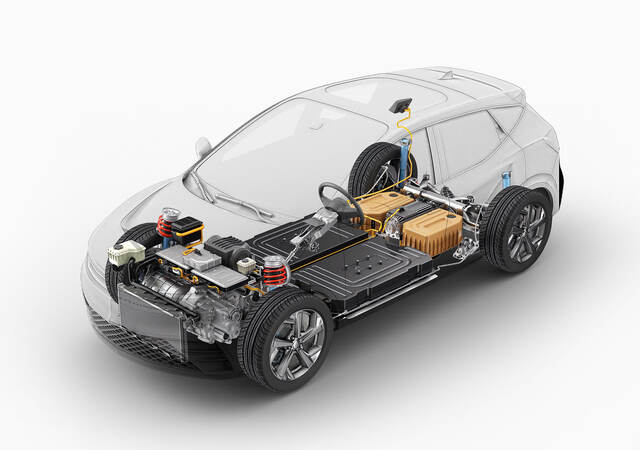 Electric generic car technical cutaway