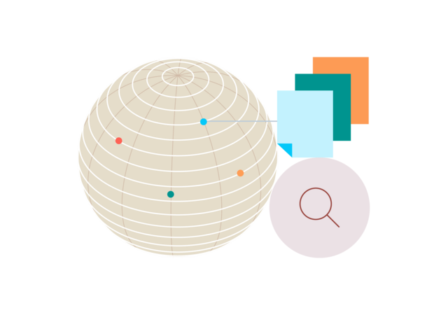 Illustration of data sheets from around the globe