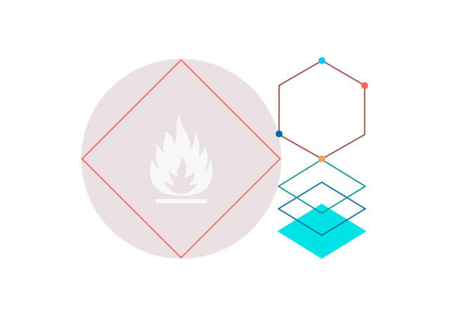 Illustrative SDS pictogram with fire icon