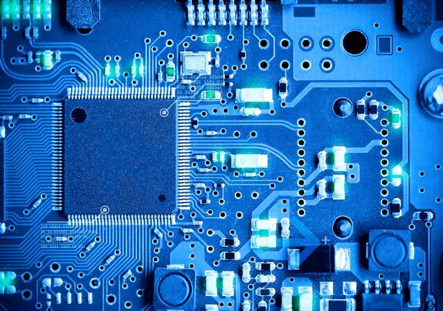 Close-up electronic circuit board.