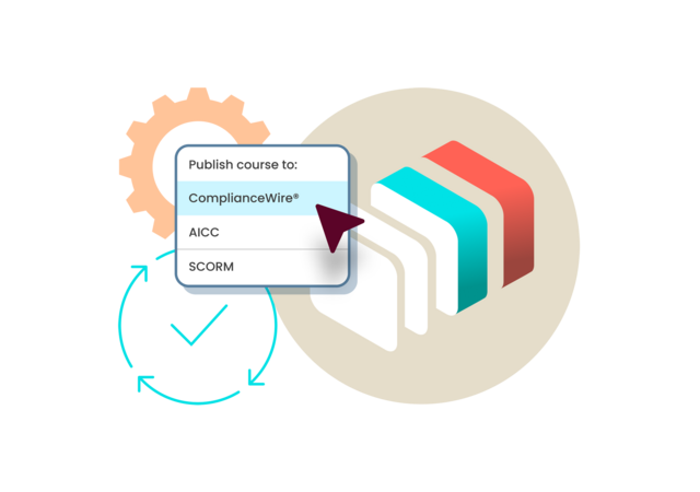 Illustration showing publishing a course in ComplianceWire