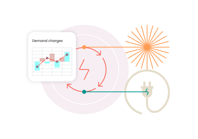 Illustration showing a graph of demand charges for solar energy