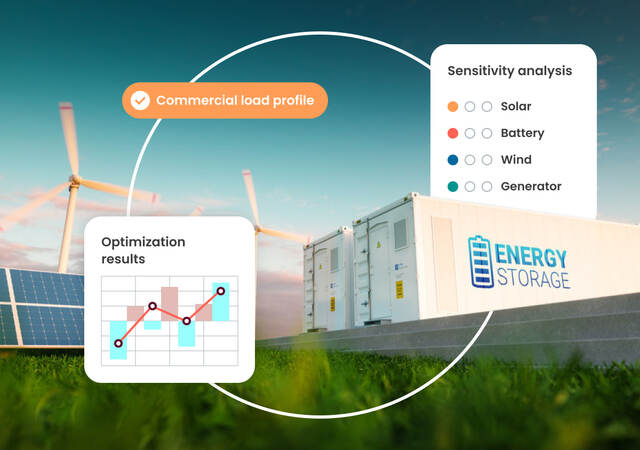 Graphic depicting the relationship between energy storage and renewable power and the ways HOMER® software can help