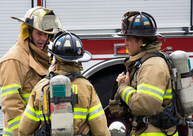 Firefighters discussing strategy