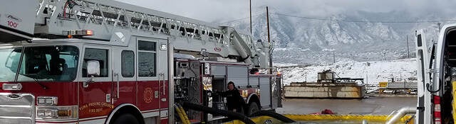 Fire truck undergoing pump testing