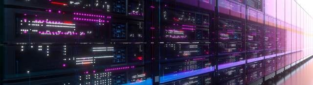Data Center - Servers with flashing lights
