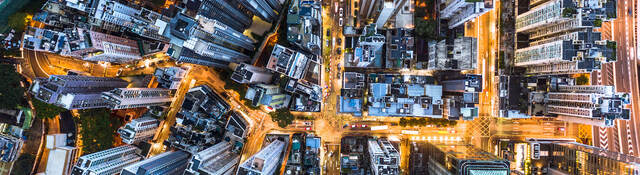 overhead view of a city