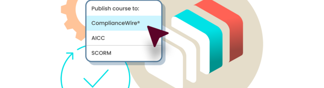 Illustration showing publishing a course in ComplianceWire