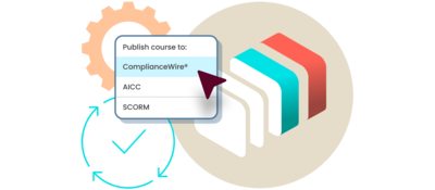 Illustration showing publishing a course in ComplianceWire