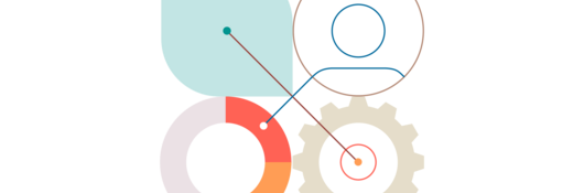 Icon showing a leaf, circle graph, gear, and person all interconnecting