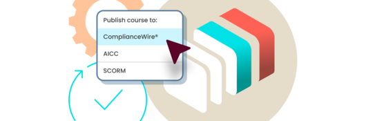 Illustration showing publishing a course in ComplianceWire