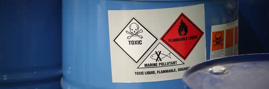 A group of barrels containing hazardous chemicals