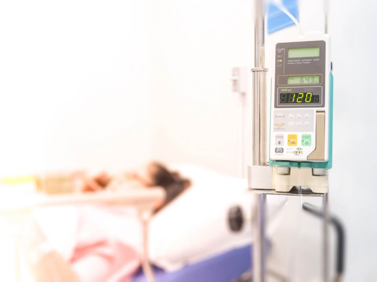 IV pump in a hospital setting