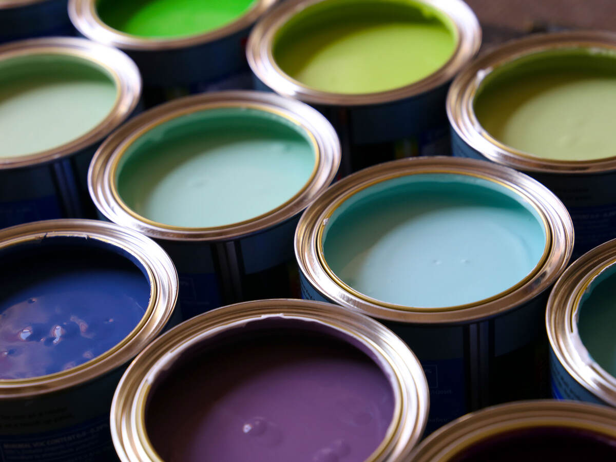 Open cans of paint