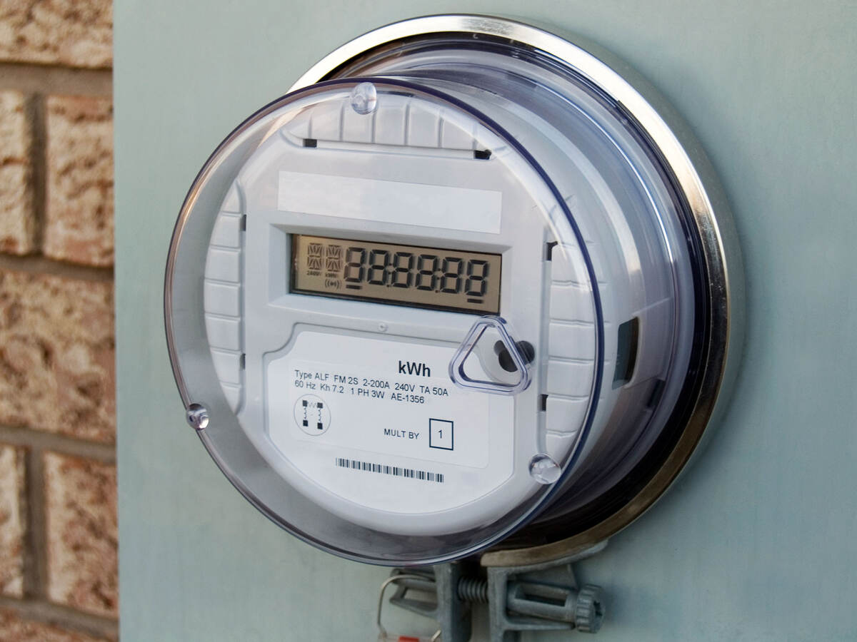 A smart meter on the exterior of a house