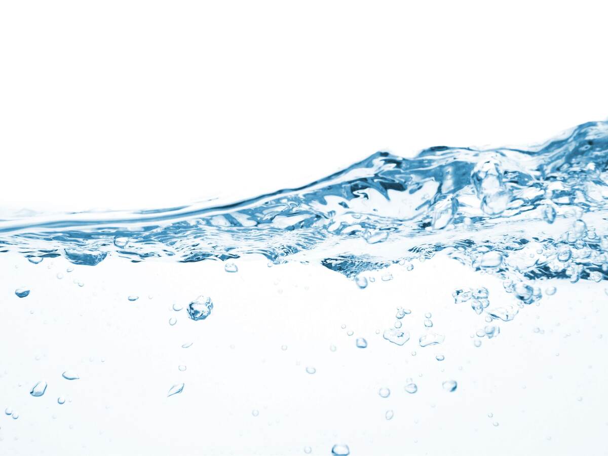 A white background with moving water and bubbles