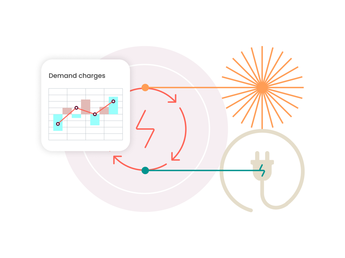 Illustration showing a graph of demand charges for solar energy