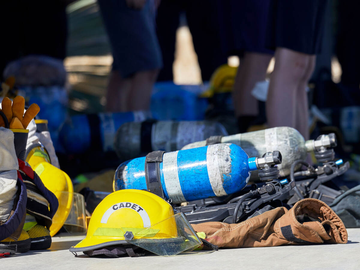 Cadet fire fighter trainee's equipment