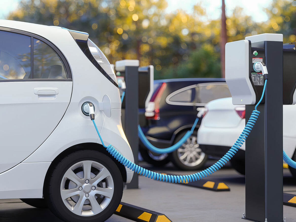 An electric vehicle at a charging station