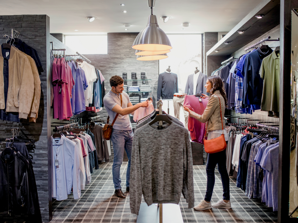 Couple buying clothes